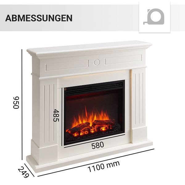 B-Ware Balderia Elektrokamin Kaminofen Elektroheizung 2000 W Weiß Ef321 A Mt321 A W