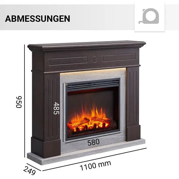 B-Ware Balderia Elektrokamin Kamin Leandros Standkamin Heizung Dunkelbraun Ef321 A 2000 W - 4260672448715