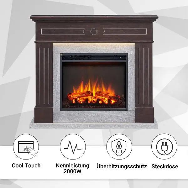 B-Ware Balderia Elektrokamin Kamin Leandros Standkamin Heizung Dunkelbraun Ef321 A 2000 W - 4260672448715