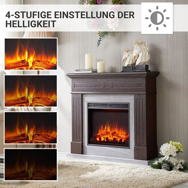 B-Ware Balderia Elektrokamin Kamin Leandros Standkamin Heizung Dunkelbraun Ef321 A 2000 W - 4260672448715