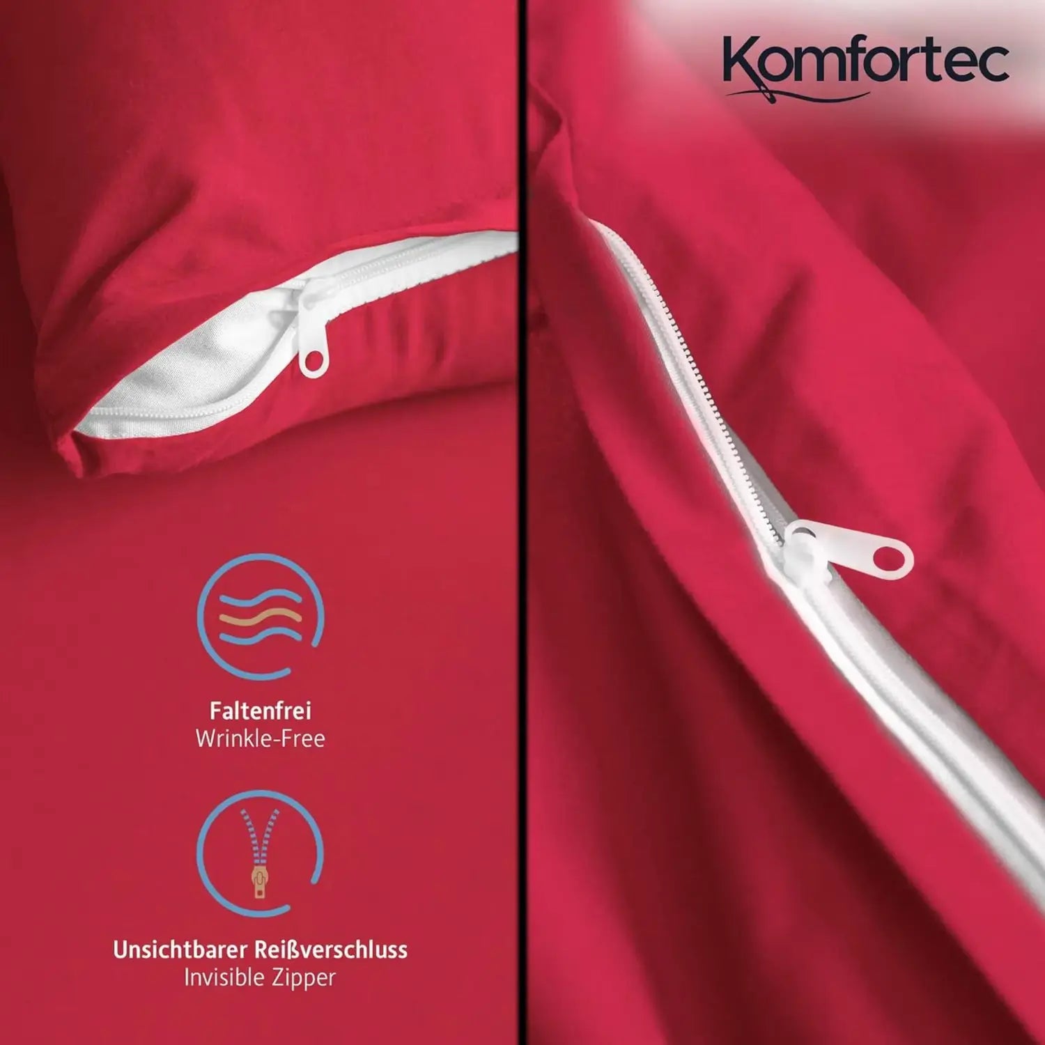 Komfortec Bettwäsche Set Bettbezug 135x200 Cm Kissenbezug 40x80 Cm Rot 2teilig B-Ware - 4260712415479