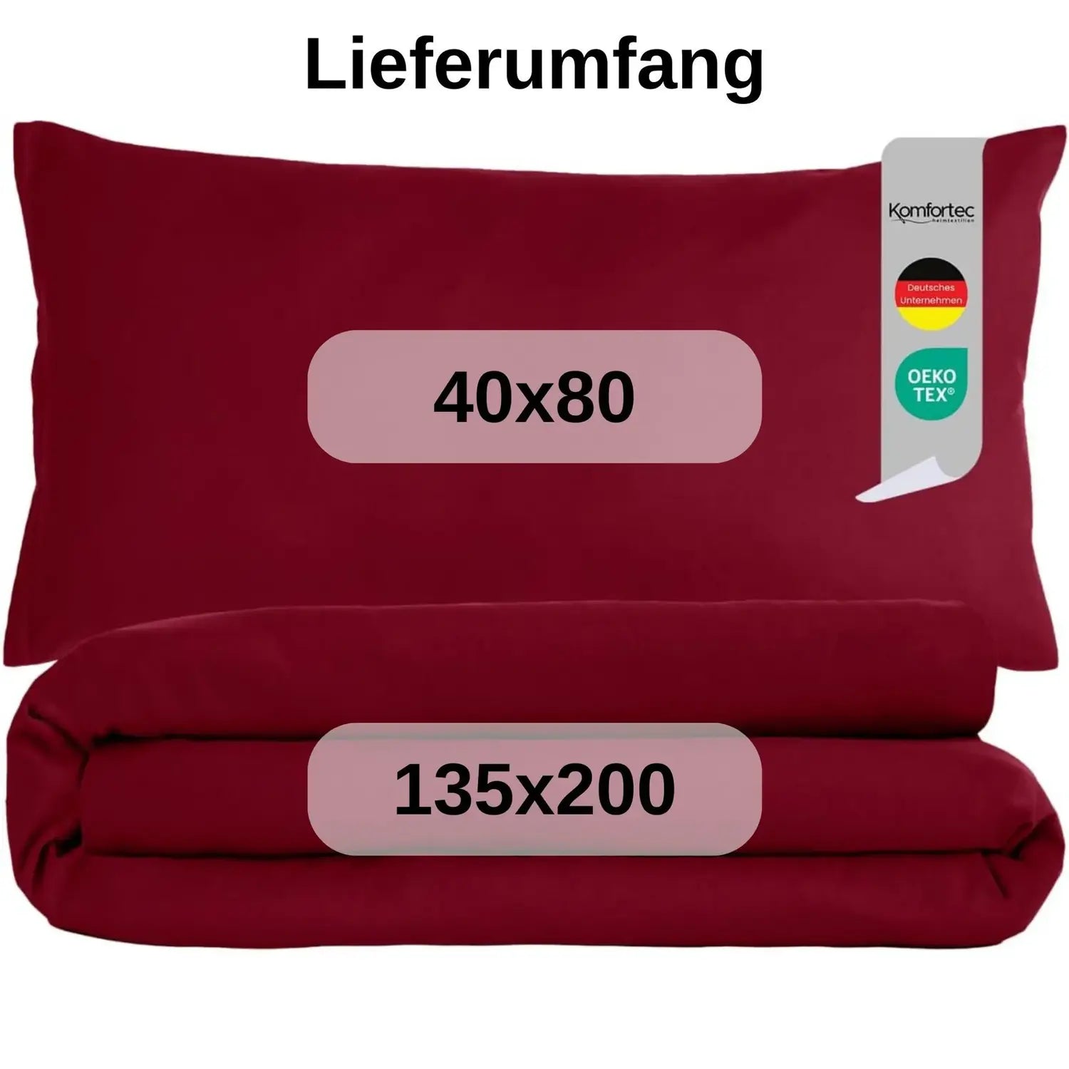 Komfortec Bettwäsche Set Bettbezug 135x200 Cm Kissenbezug 40x80 Cm Rot 2teilig B-Ware - 4260712415479
