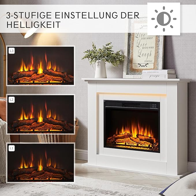 Balderia Elektrokamin Standkamin Finn Heizung 2000 W 3 D Flammeneffekt Kamin W30 B-Ware