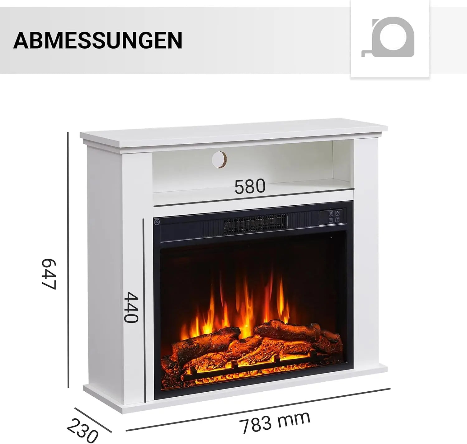 Balderia Frida Elektrokamin Standkamin Heizung 2000 W Fernbedienung Timer Weiß B-Ware