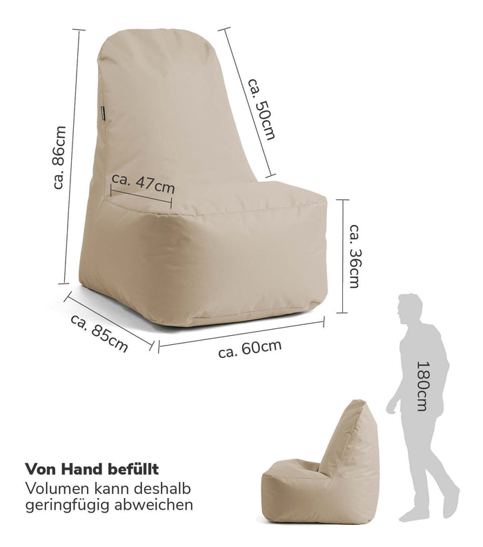 B-Ware Mokebo Sitzsack Outdoor Kissen 'Der Däumchendreher' Outdoorstoff Beige Khaki 901