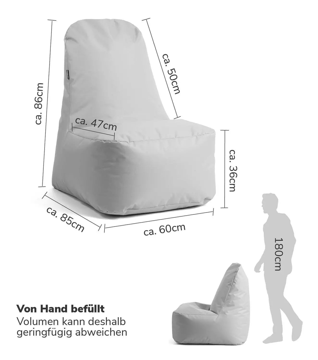 Mokebo Outdoor Sitzsack Pouf Sitzgelegenheit Der Däumchendreher Hellgrau B-Ware - 4262436122282