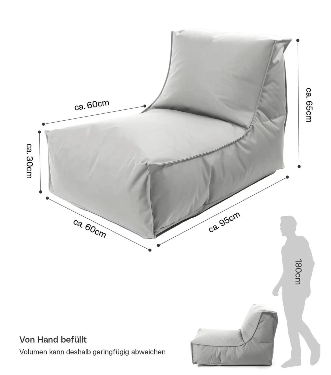 Mokebo Sitzsack Pouf Indoor Outdoor Der Sundowner Hellgrau Möbel Sitzmöglichkeit