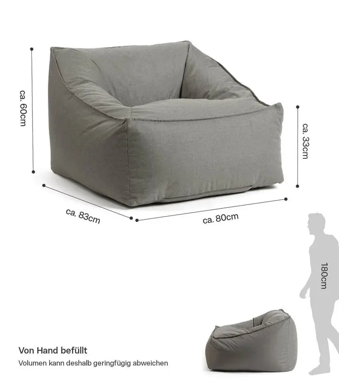 B-Ware Mokebo Sitzsack Sessel 'Der Sunnyboy' Outdoor Lesestuhl Steingrau  - 4262436126716
