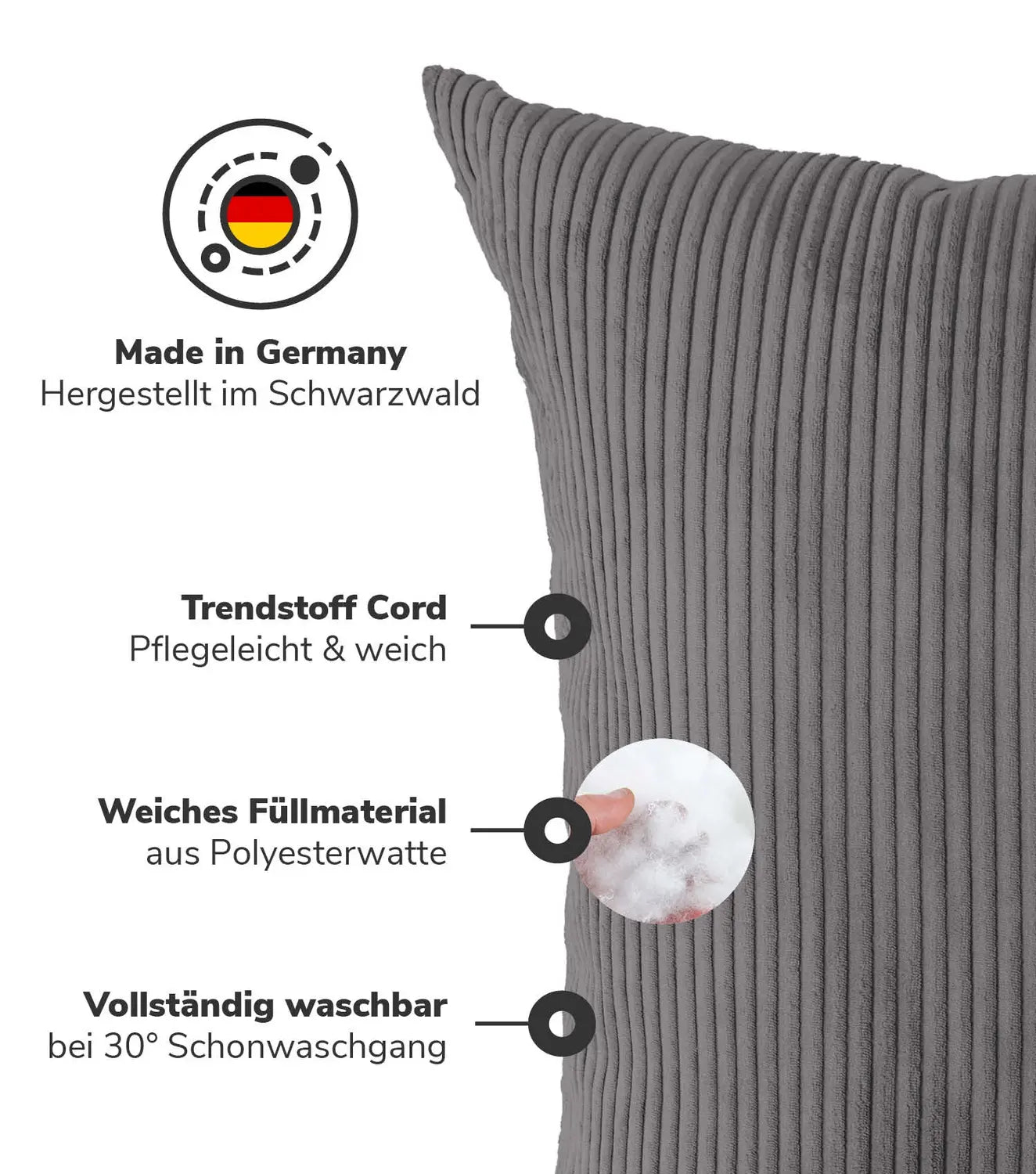 B-Ware Mokebo Xxl Kissen Das Anschmiegsame Sofakissen Jumbokissen Cord Anthrazit 90 Cm - 4262436126815