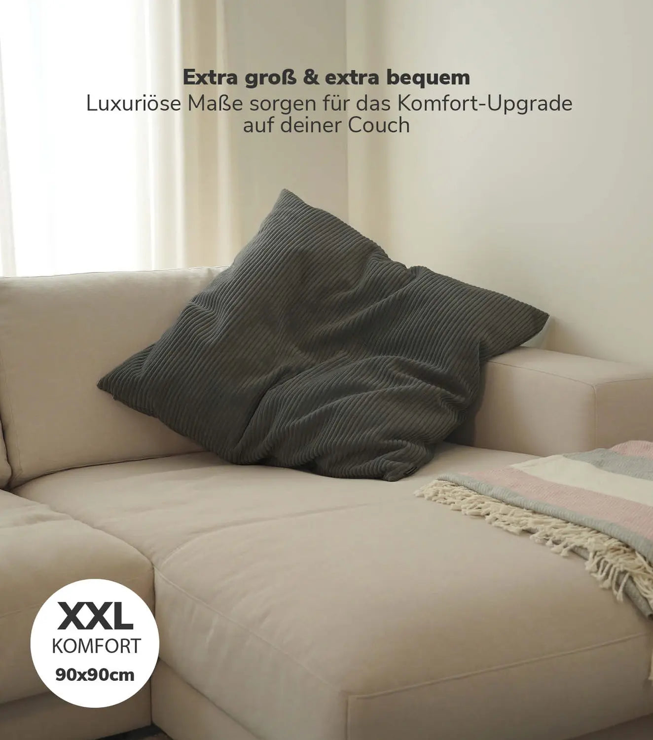 B-Ware Mokebo Xxl Kissen Das Anschmiegsame Sofakissen Jumbokissen Cord Anthrazit 90 Cm - 4262436126815