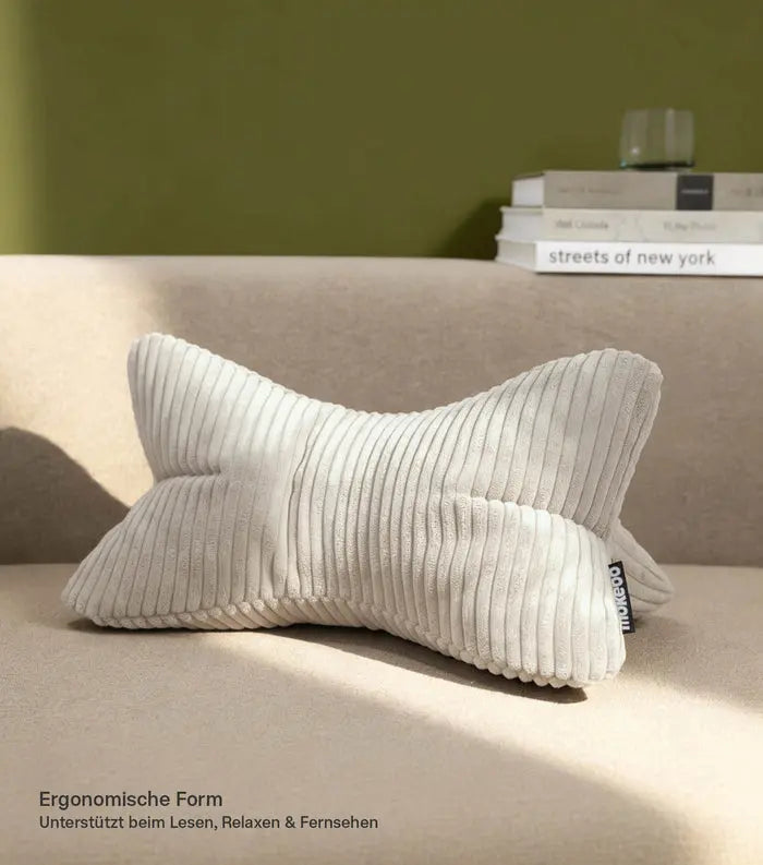 Mokebo Nackenkissen Der Leseknochen Nackenstützkissen Cordstoff Lesekissen Beige