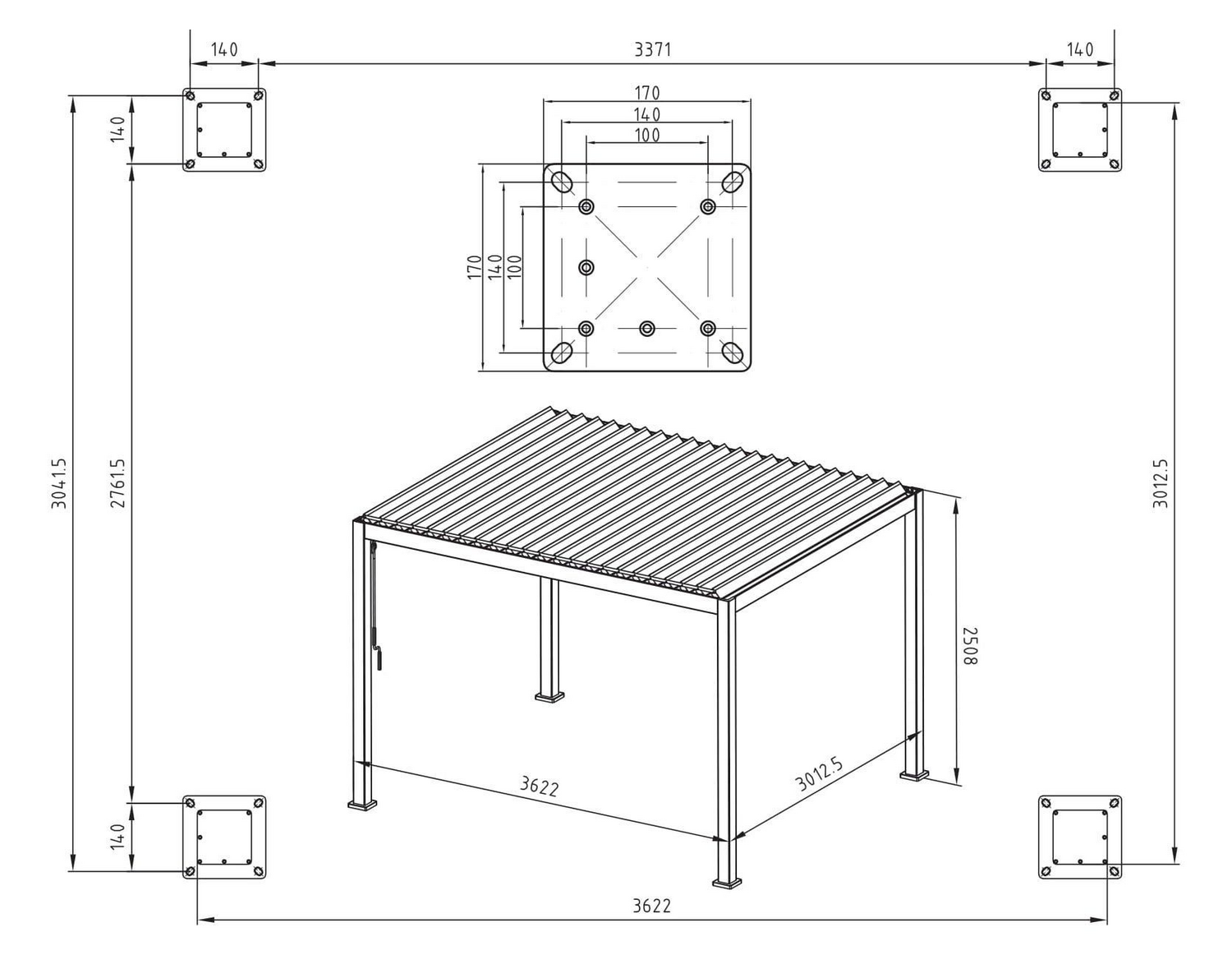 B-Ware Mirador Pergola Deluxe Pavillon Terrassenüberdachung 3x3.6 M Anthrazit - 4262440690654