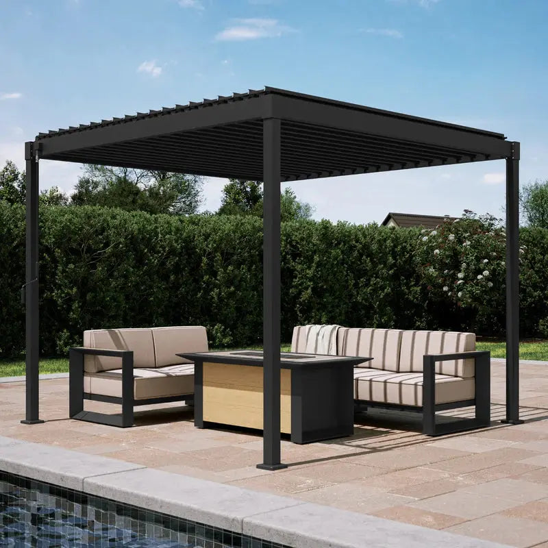 B-Ware Mirador Pergola Pavillon Lamellendach Anthrazit Garten Terrasse Outdoor 3 X 3 M - 4262440690722