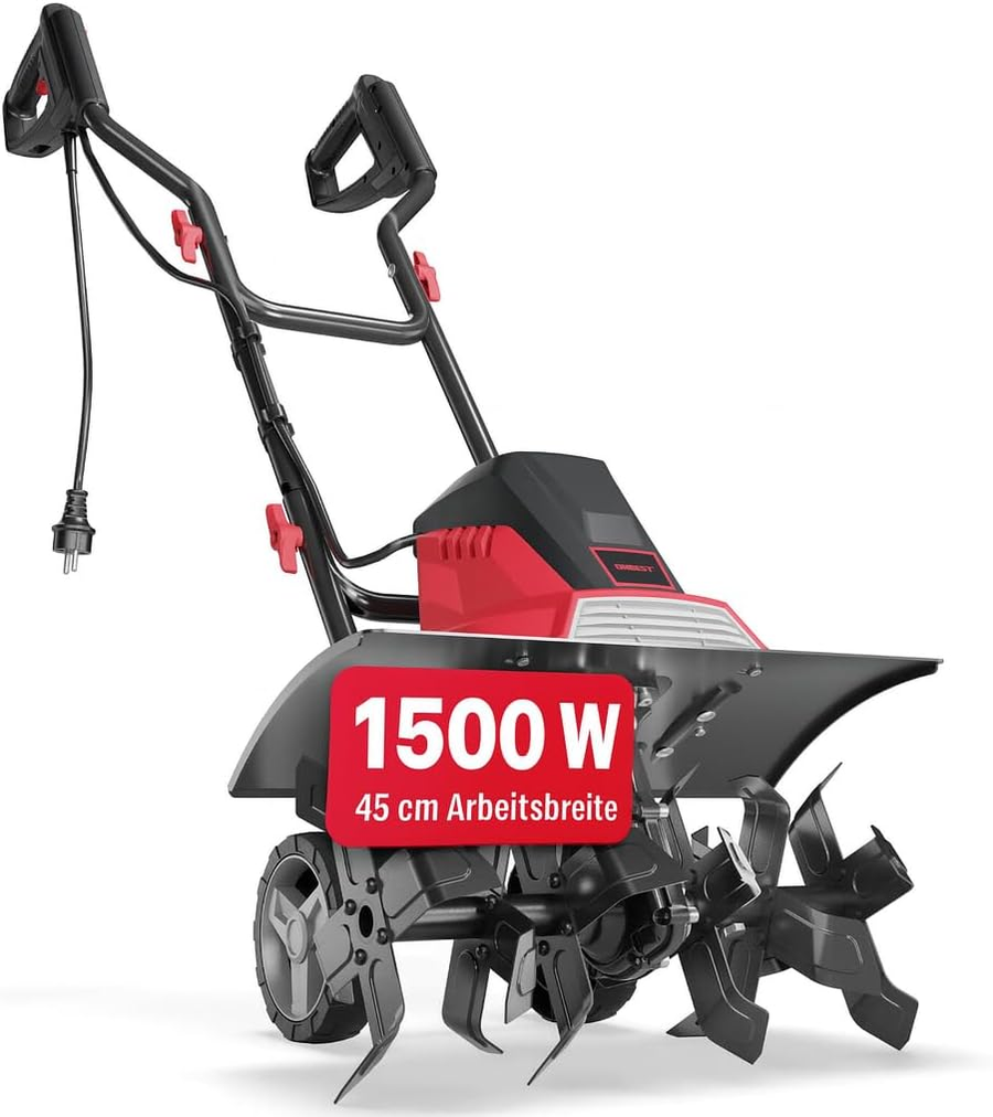 Onbest Elektro Gartenfräse Motorhacke Kultivator 45 Cm 1500 Watt 24 Messer Rot B-Ware - 4262441641877