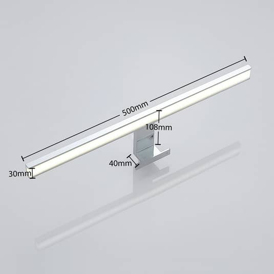 Miroir lumineux de salle de bain LED Lindby Peggy, 50 cm, chromé, qualité B 