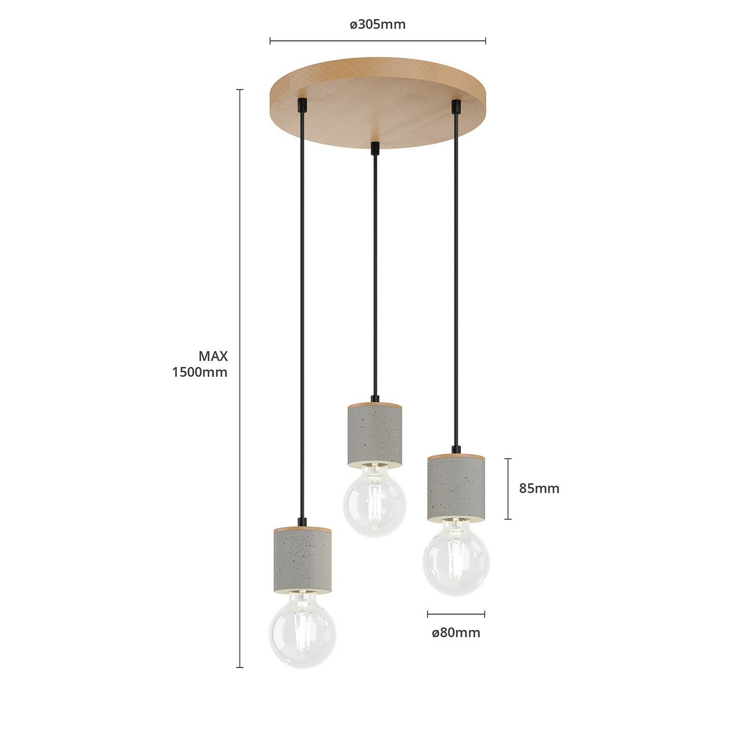 Envostar Jasper Hängeleuchte Hängelampe Deckenlampe Leuchte 3 Flammig Rondell B-Ware - 4251911723366