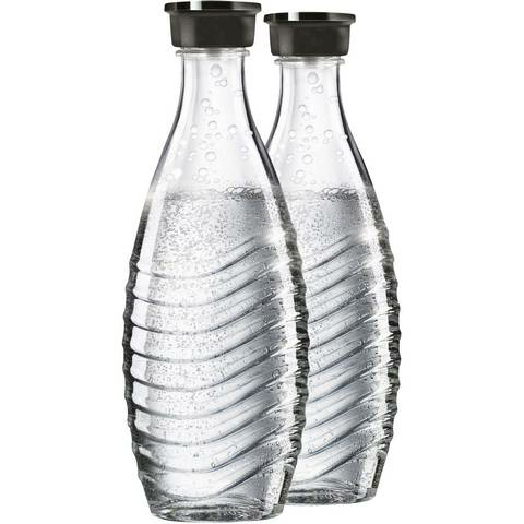 SodaStream Crystal 2 schwarz Wassersprudler 3 Glaskaraffen Zylinder DEFEKTWARE