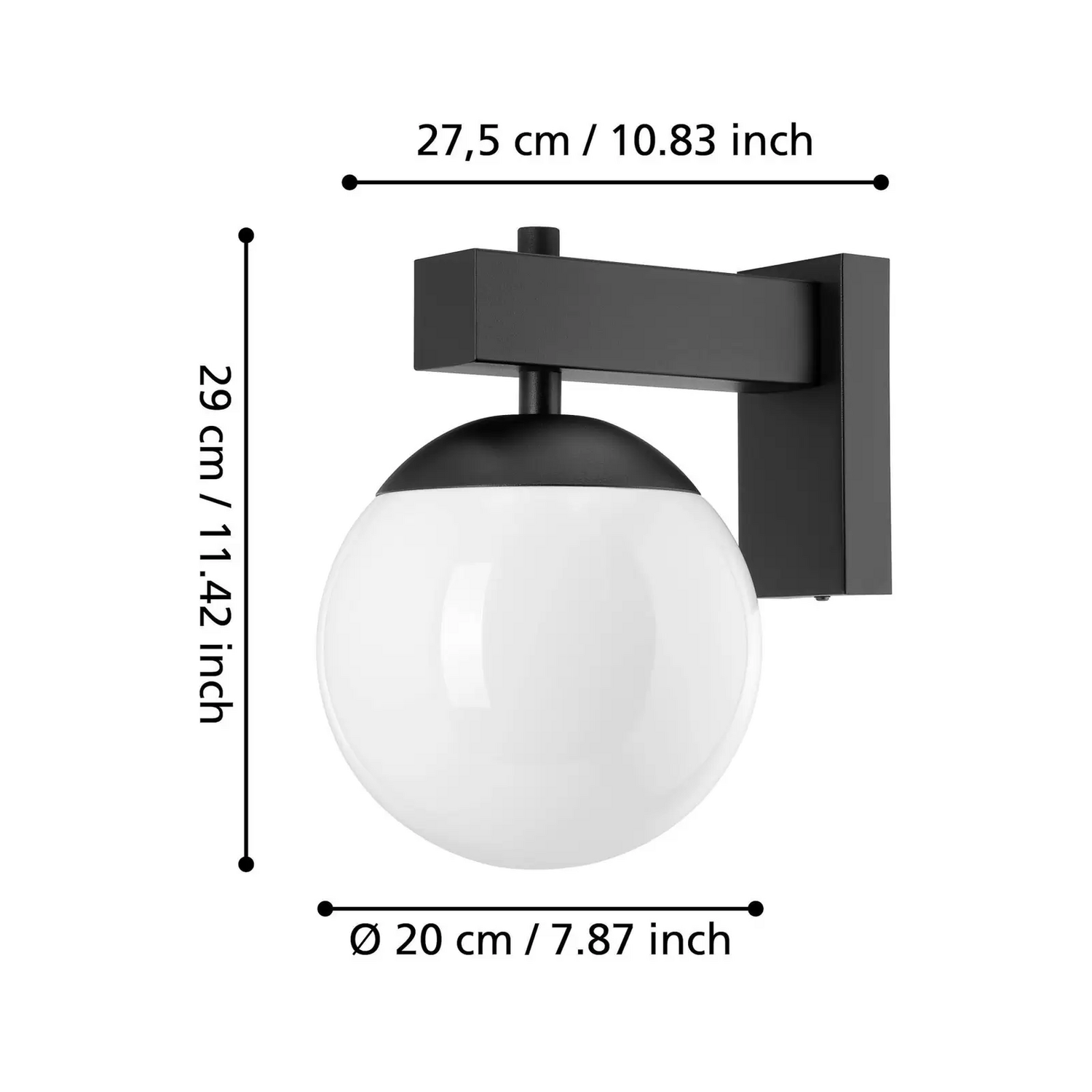 Applique murale extérieure Eglo Bufalata de qualité B, lampe murale, lampe d'extérieur, verre noir, blanc opale