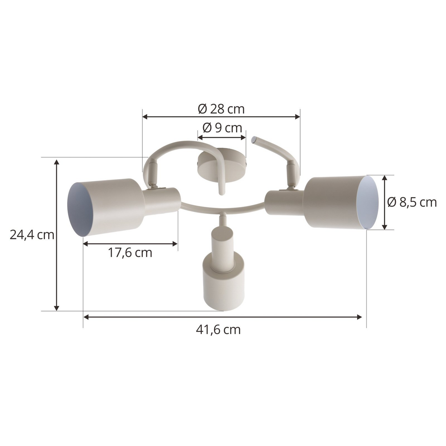Spot de plafond Lindby Ovelia en fer beige, lampe de plafond, ampoule E27, produit de seconde main.