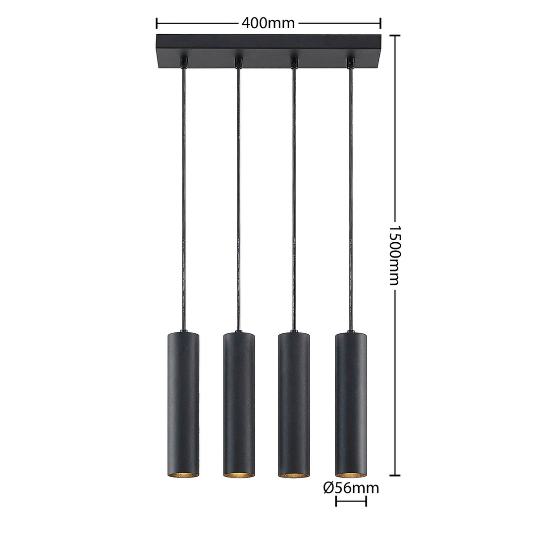Prios Neliyah Hängeleuchte Deckenlampe Pendelleuchte Gu10 Rund Schwarz 4 Flg B-Ware - 4251911711608