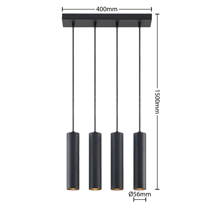 Prios Neliyah Hängeleuchte Deckenlampe Pendelleuchte Gu10 Rund Schwarz 4 Flg B-Ware - 4251911711608