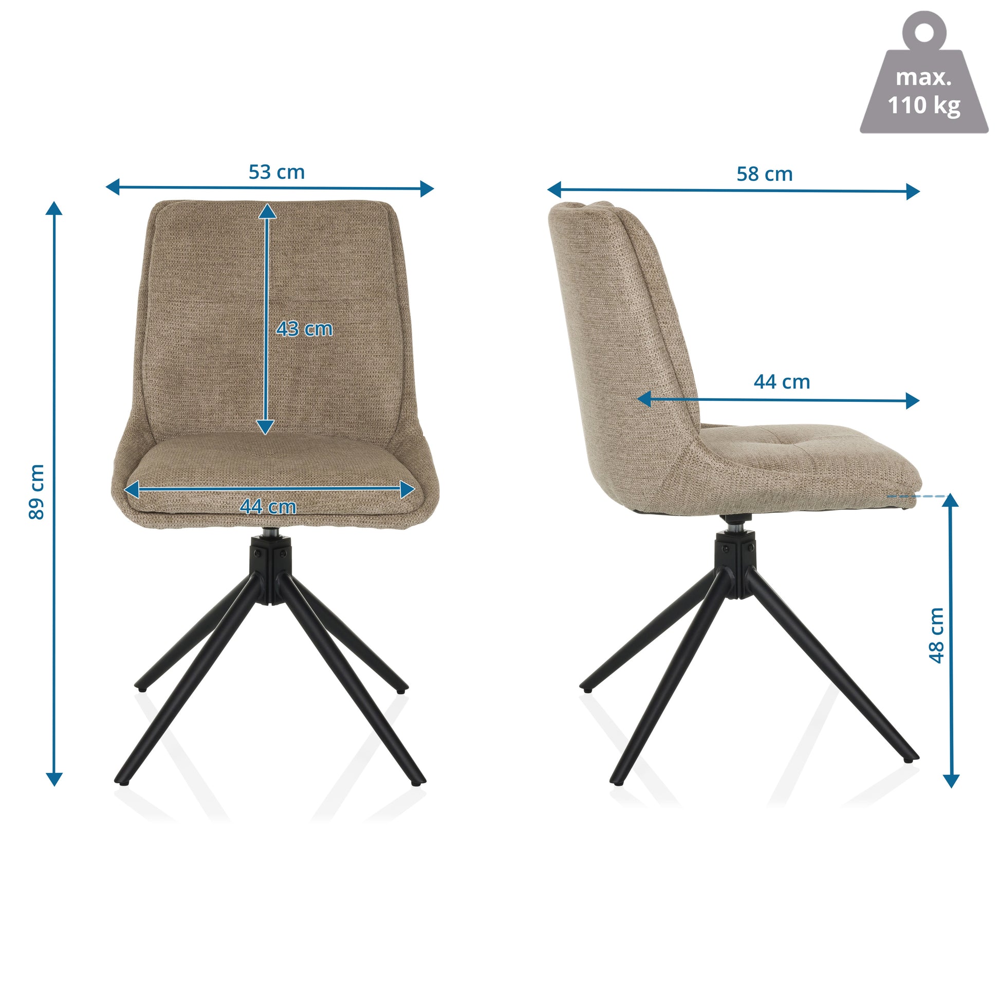 hjh LIVING Dining Stuhl TARVISO I Esszimmerstuhl Deko Stoff beige Polsterstühle - 4064323045144