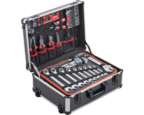 Meister Werkzeugtrolley 156 Teilig Werkzeug Set Werkzeugkoffer Teleskophandgriff B-Ware