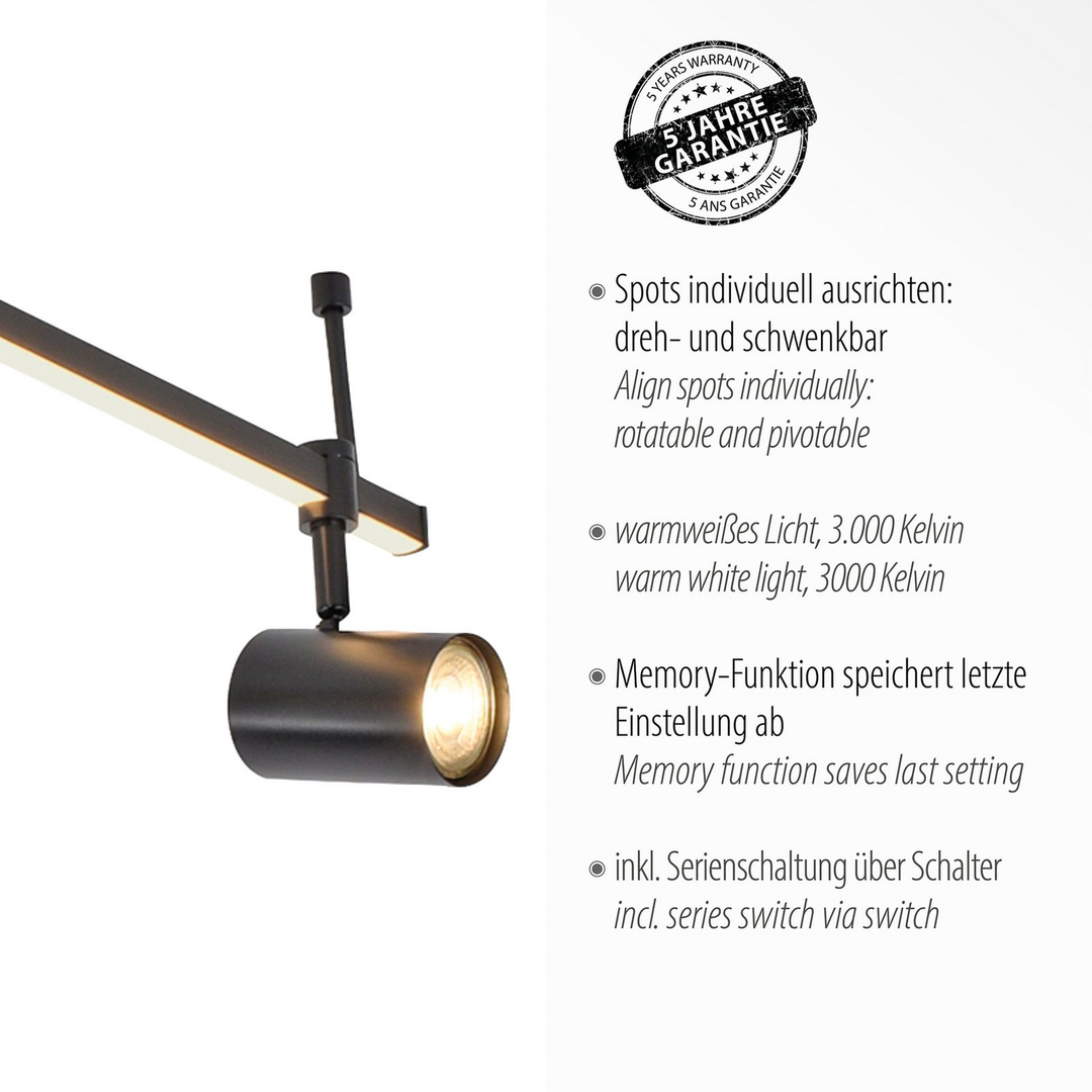 Barik LED-Deckenstrahler Deckenlampe Lampe Leuchte Deckenleuchte schwarz