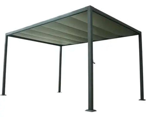 B-Ware Garden Place Pavillon Gartenpavillon Aluminium Grau Terrasse Sonnenschutz 3x4 M