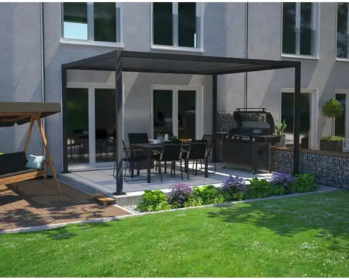 B-Ware Garden Place Pavillon Gartenpavillon Aluminium Grau Terrasse Sonnenschutz 3x4 M - 4306516449309