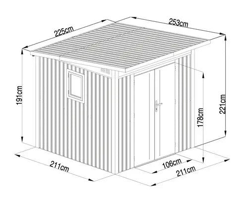 B-Ware Konsta Gartenhaus Gerätehaus Schuppen Fusio Metall Grau Aluminium 225 X 253 Cm  - 4306516451029