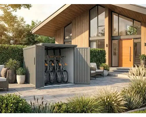 B-Ware Konsta Fahrradgarage Fahrradbox Garage Metall Grau Für 4 Fahrräder 162x211x151cm - 4306516766079