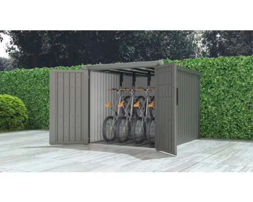 B-Ware Konsta Fahrradgarage Fahrradbox Garage Metall Grau Für 4 Fahrräder 162x211x151cm - 4306516766079