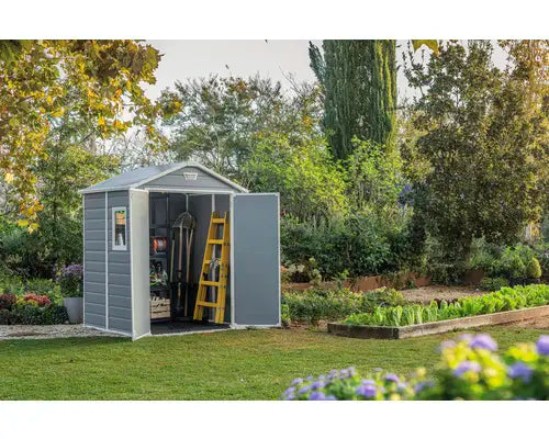 B-Ware Keter Gartenhaus Gerätehaus Hütte Manor Kunststoff Fußboden Fenster Grau - 4306517614676