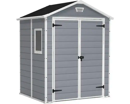 B-Ware Keter Gartenhaus Gerätehaus Hütte Manor Kunststoff Fußboden Fenster Grau - 4306517614676