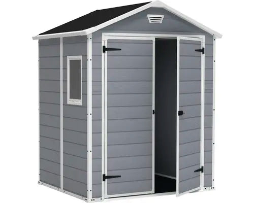 B-Ware Keter Gartenhaus Gerätehaus Hütte Manor Kunststoff Fußboden Fenster Grau - 4306517614676
