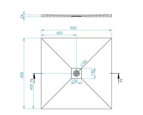 B-Ware Jungborn Duschwanne Duschbecken Cento Dusche 90 X 90 X 24 Cm Schwarz Matt  - 4306517918095