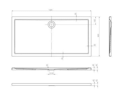 B-Ware Jungborn Duschwanne Duschbecken Cinque 80x160x2.5cm Rechteckwanne Weiß Acryl  - 4306517998646