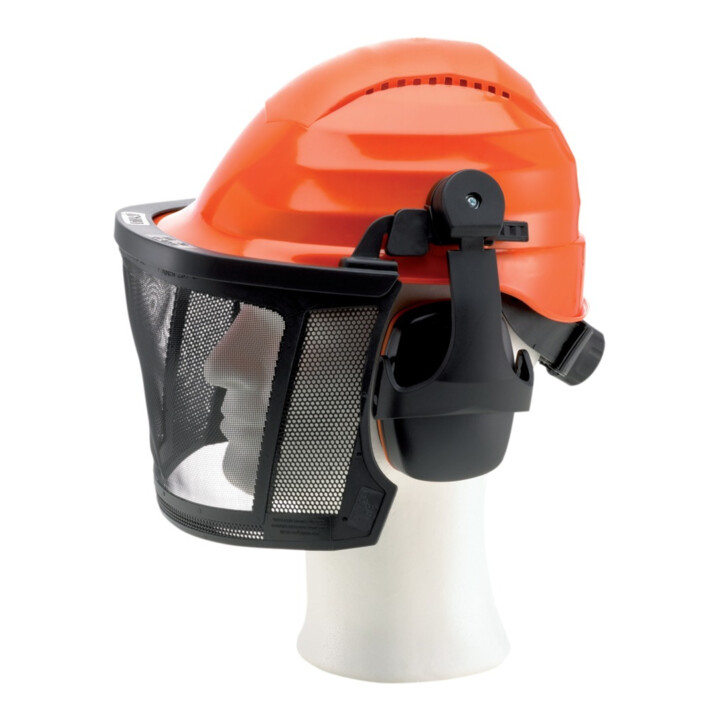 Forst Kopfschutzkombination Pro Kopfschutz Set Forstarbeit Helm Leuchtorange B-Ware - 4332163842484