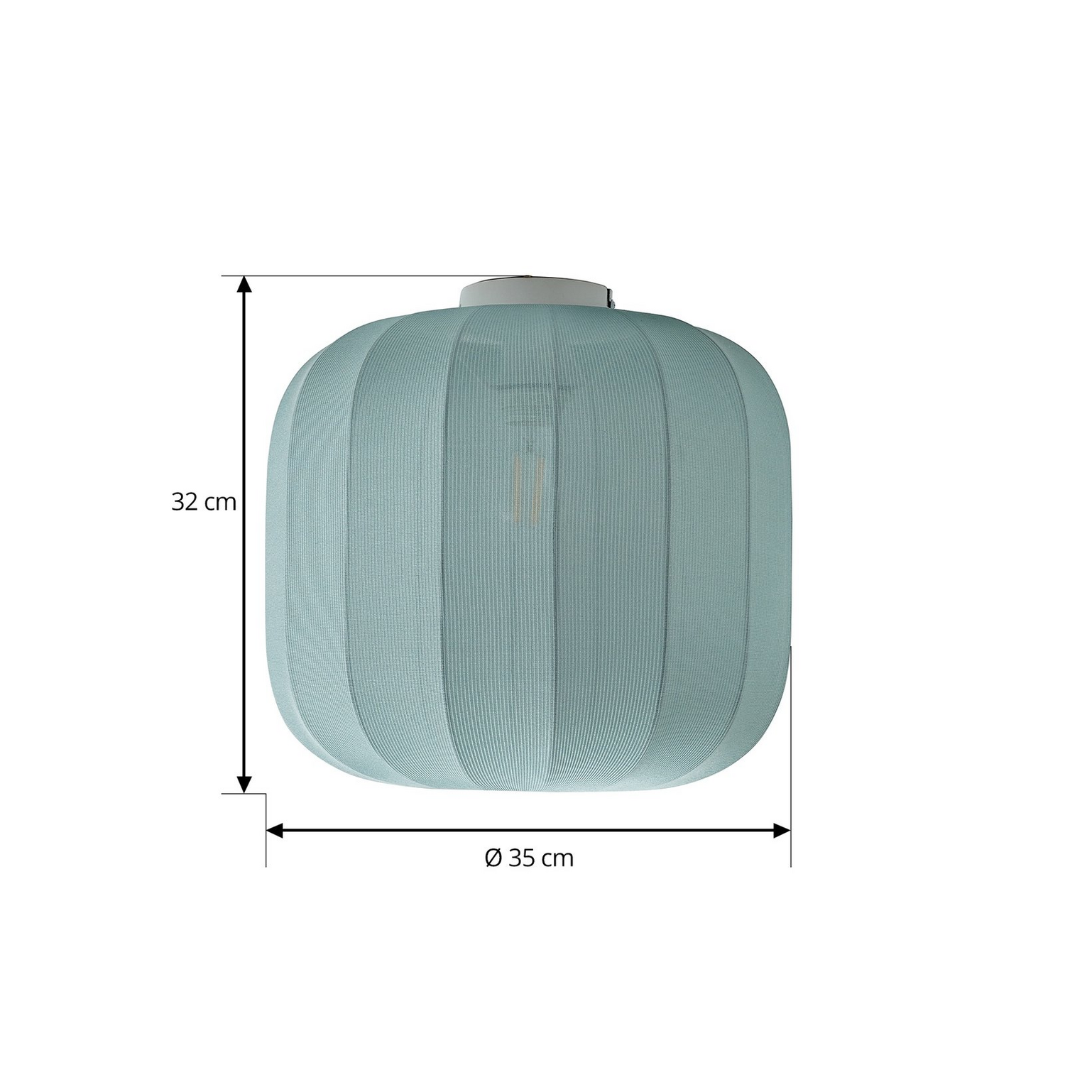 B-Ware Lindby Deckenleuchte Helin Deckenlampe Deckenlicht Lampe Led Blau Stoff ø 35 Cm