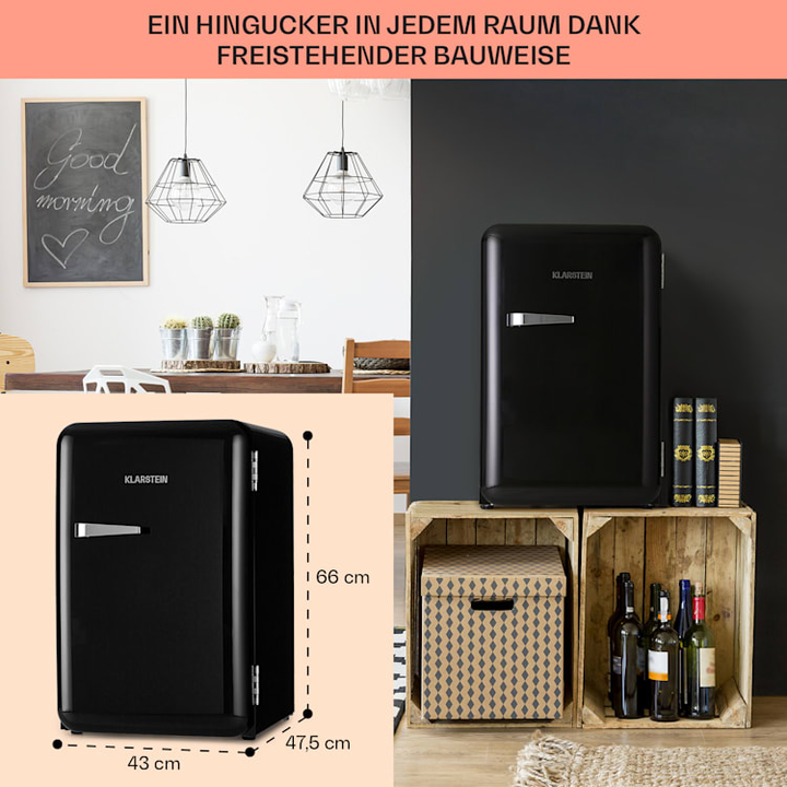 Klarstein Audrey Retro-Kühlschrank 70L Kühlgerät Getränkekühlschrank Minikühler