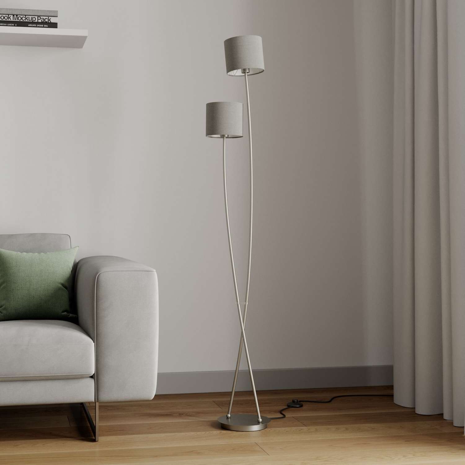 Lucande Juljana Stehlampe 2 Flg Stoffschirme Standleuchte Stehleuchte Lesela445 B-Ware - 4251096583892