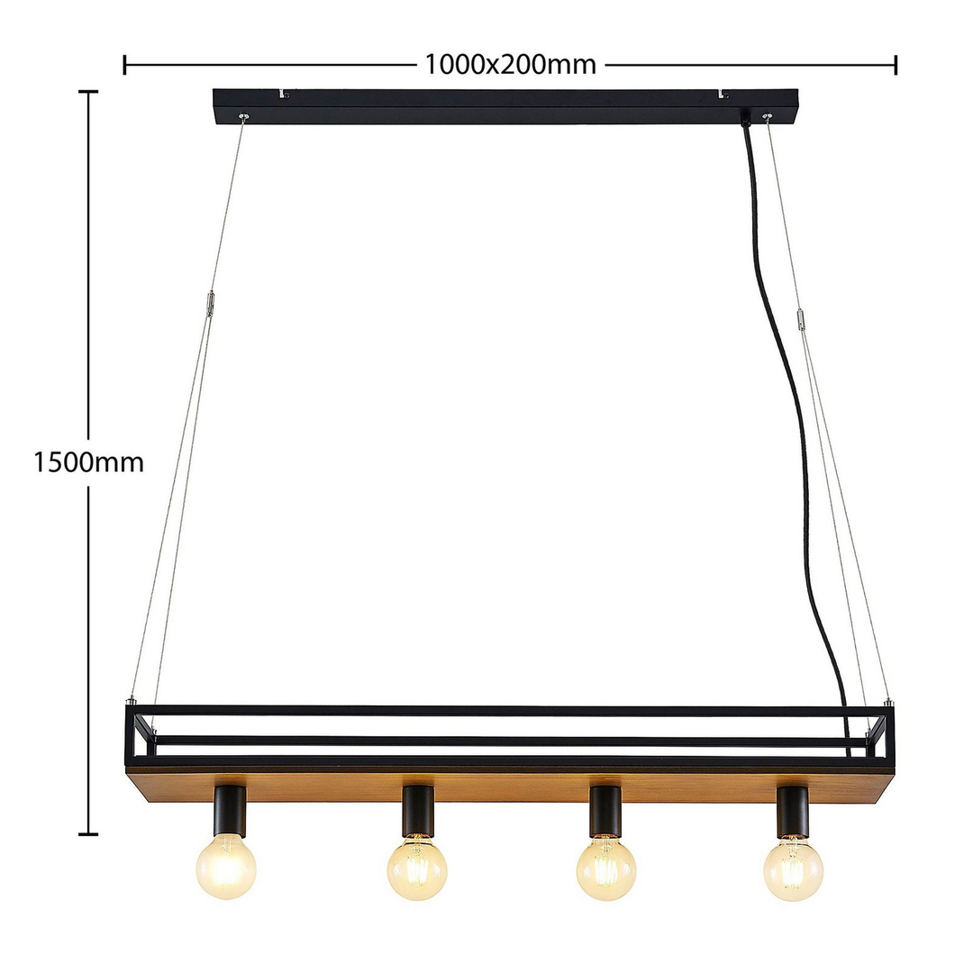 Lindby Kirista Pendelleuchte Hängeleuchte Leuchte Lampe E27 Holz dimmbar 100 cm