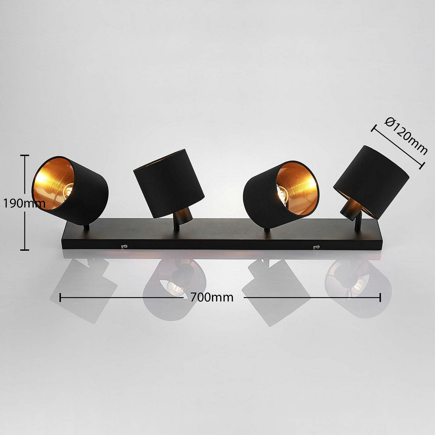Plafonnier Lindby en tissu Vasilia, 4 lumières E14, noir et or, référence 181 (B-Stock)