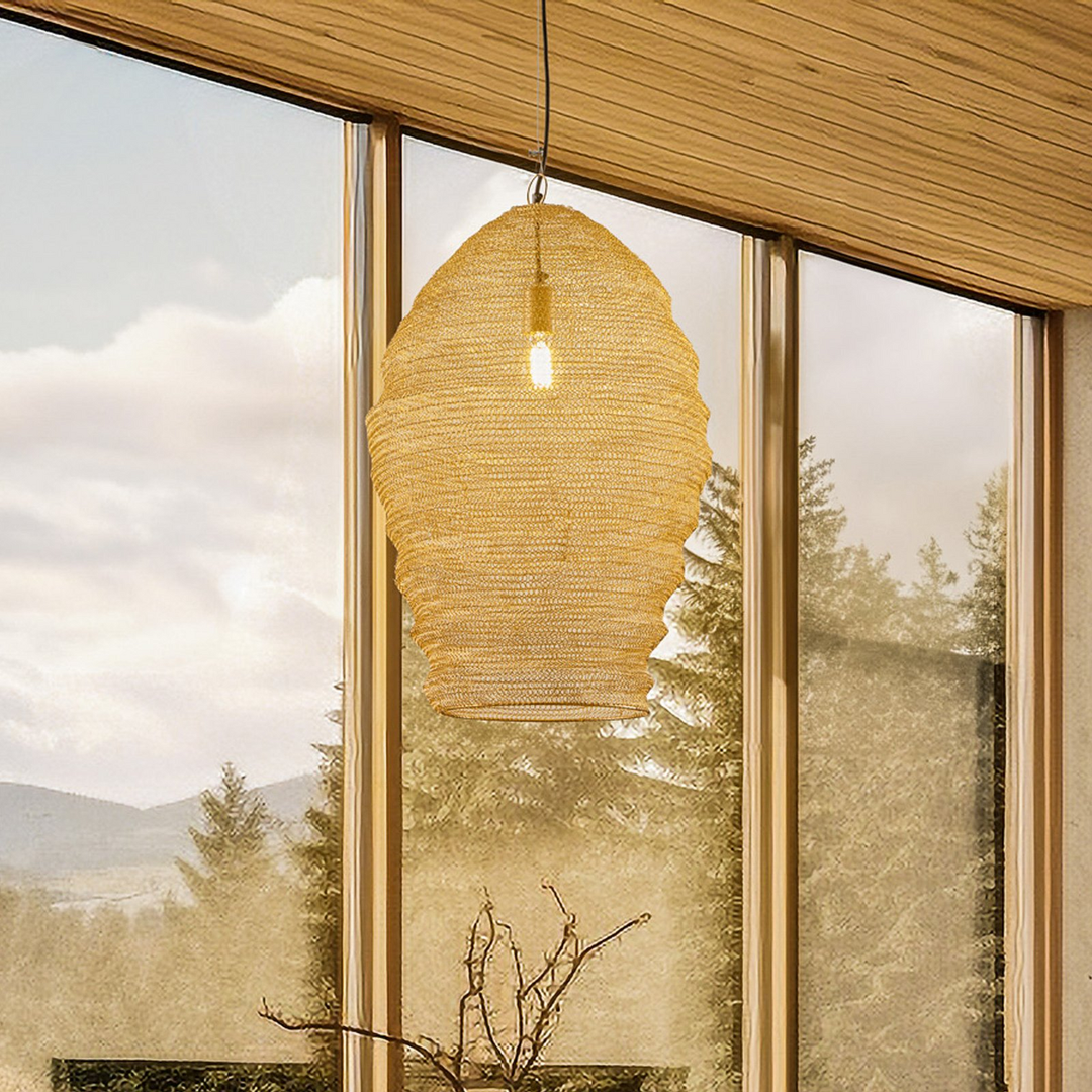 Lindby Hängeleuchte Eldric Hängelampe Lampe Leuchte ø 40 Cm Goldfarben Eisen E27 B-Ware