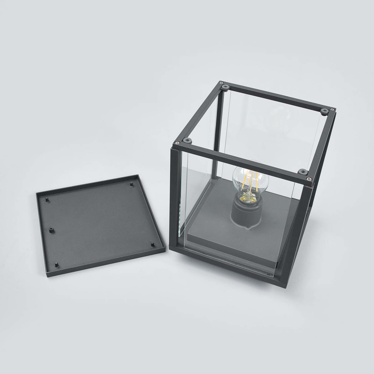 Lucande Sockellampe Annalea Sockelleuchte Gartenleuchte Lampe E27 Dunkelgrau B-Ware - 4251096528602