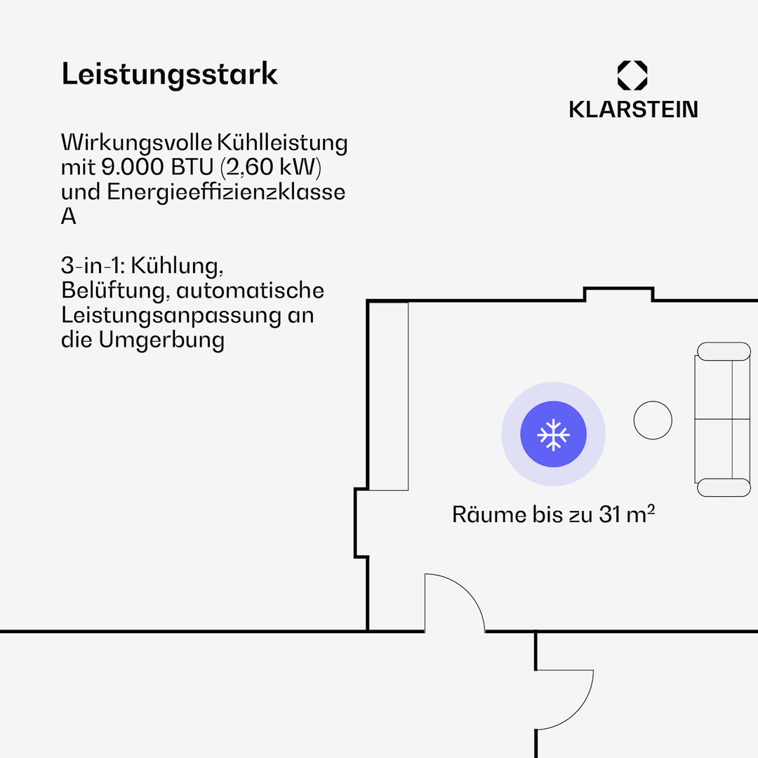 Klarstein Aero Ring 9K Klimagerät Klimaanlage Kühlung Kühlanlage