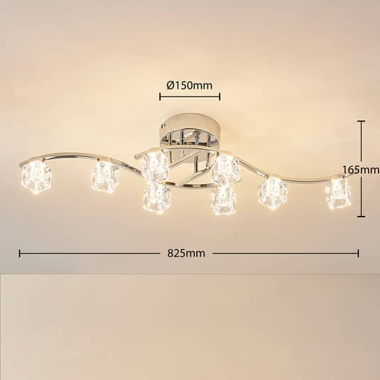 Lindby LED-Deckenlampe Yaro Deckenleuchte Deckenlicht 8-flg. dimmbar verchr796