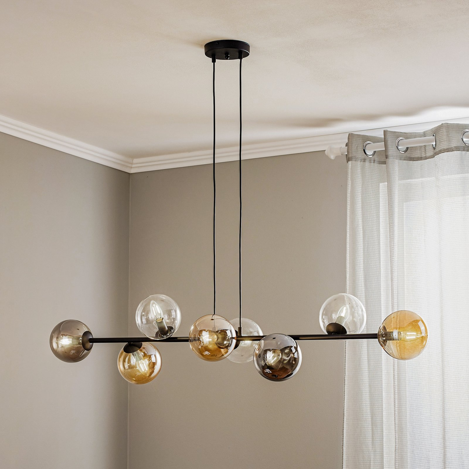 B-Ware Euluna Hängeleuchte Glassy Deckenlampe Pendelleuchte E14 8 Flg Glas Grafit Am478