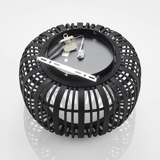 Plafonnier Lindby Canyana de seconde qualité, lampe de plafond, luminaire pour salon, rotin, noir 549